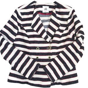 Cabi Womens 8 Double Breasted Nautical Blazer Navy White Red Striped Jacket
